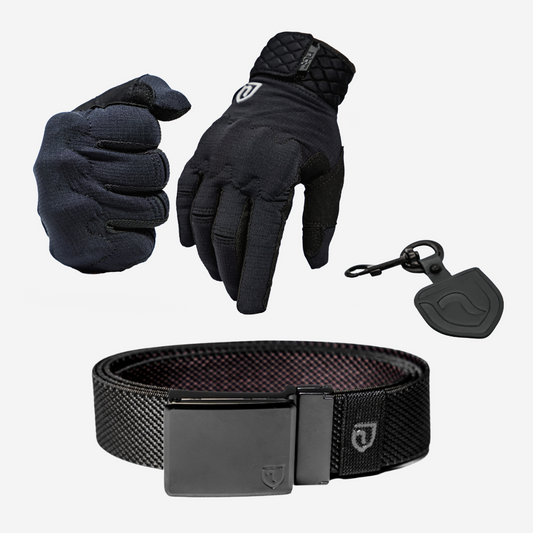 Stealth Gloves + Reversible Stretch Belt + Key Chain Pack