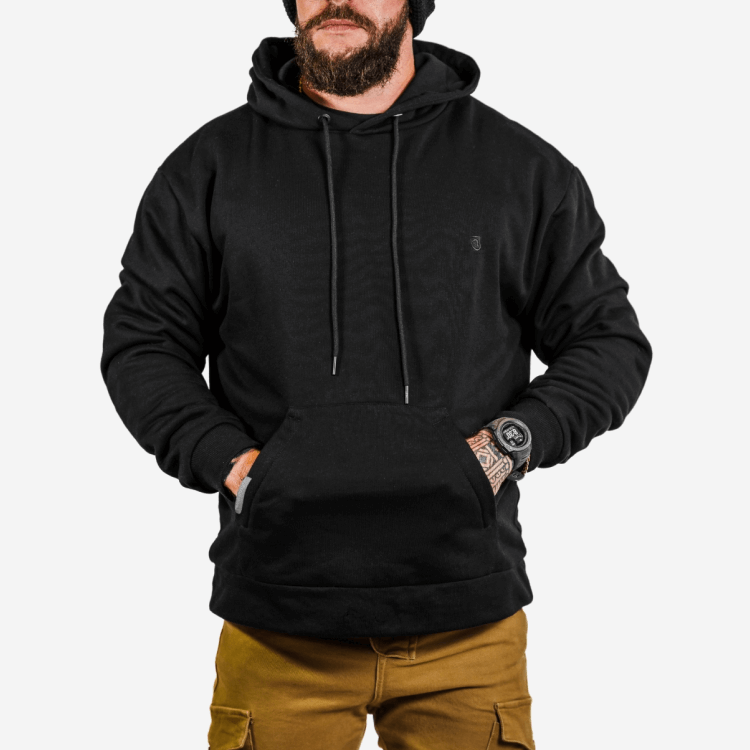 Warm-interior hooded sweatshirt with modal